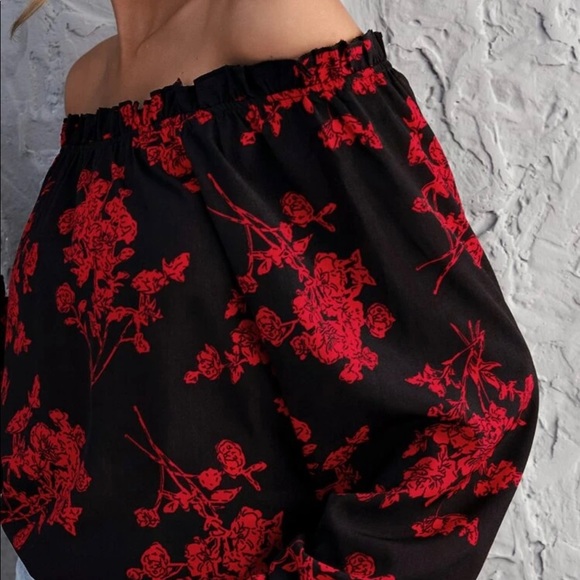 Host Pick” Floral Print Off the Shoulder Ruffled Top - Picture 5 of 7